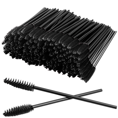 100 Pcs Disposable Eyelash Brushes for Eye Lashes and Makeup (Black)