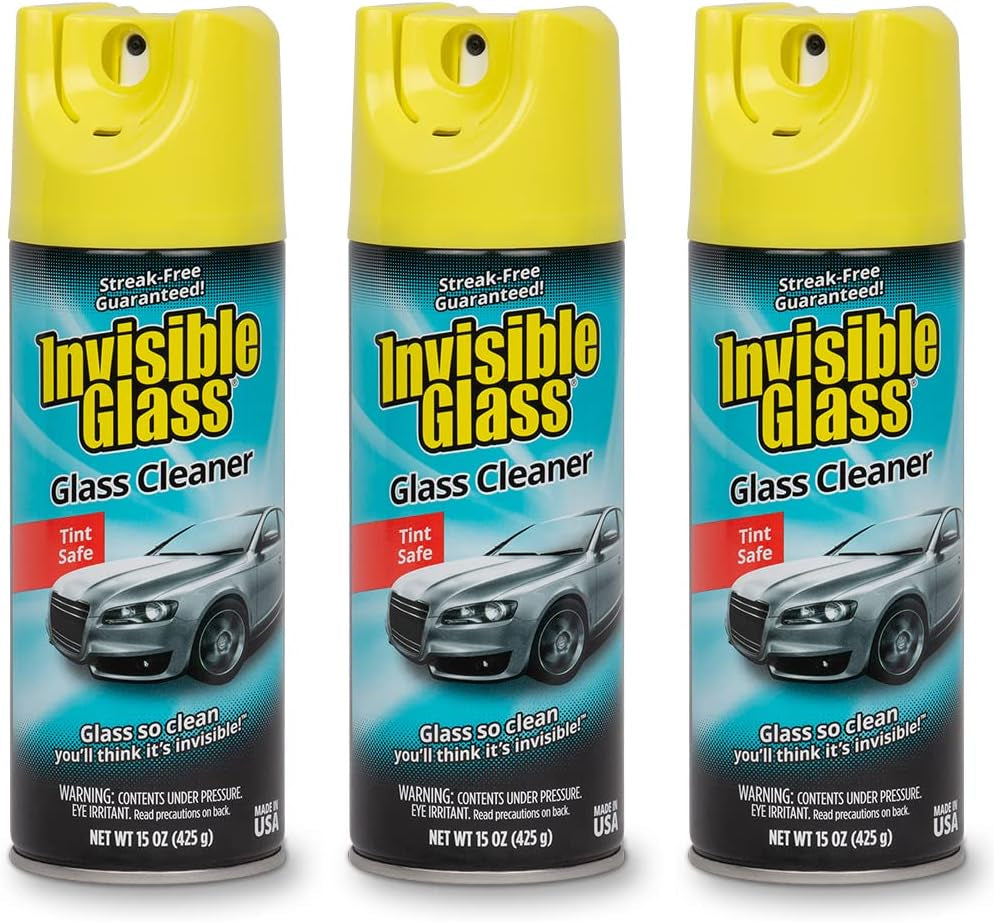 91163-3PK Premium Aerosol Glass Cleaner Spray for Car Windshields and Windows, Automotive and Home Window Cleaner, Streak-Free, Ammonia-Free, Tint-Safe – 15 Oz (Pack of 3)