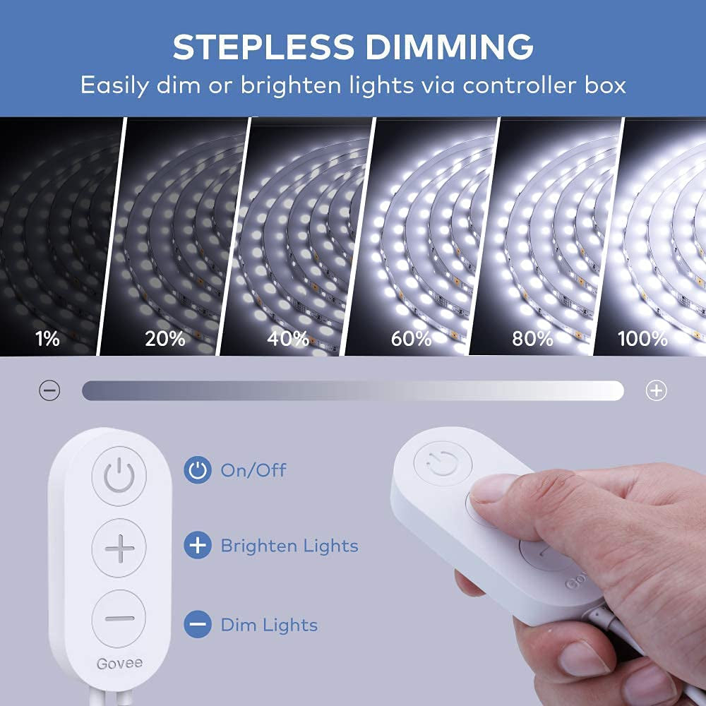 Govee Cool White LED Strip Lights 16.4Ft with Control Box, 6500K, Dimmable