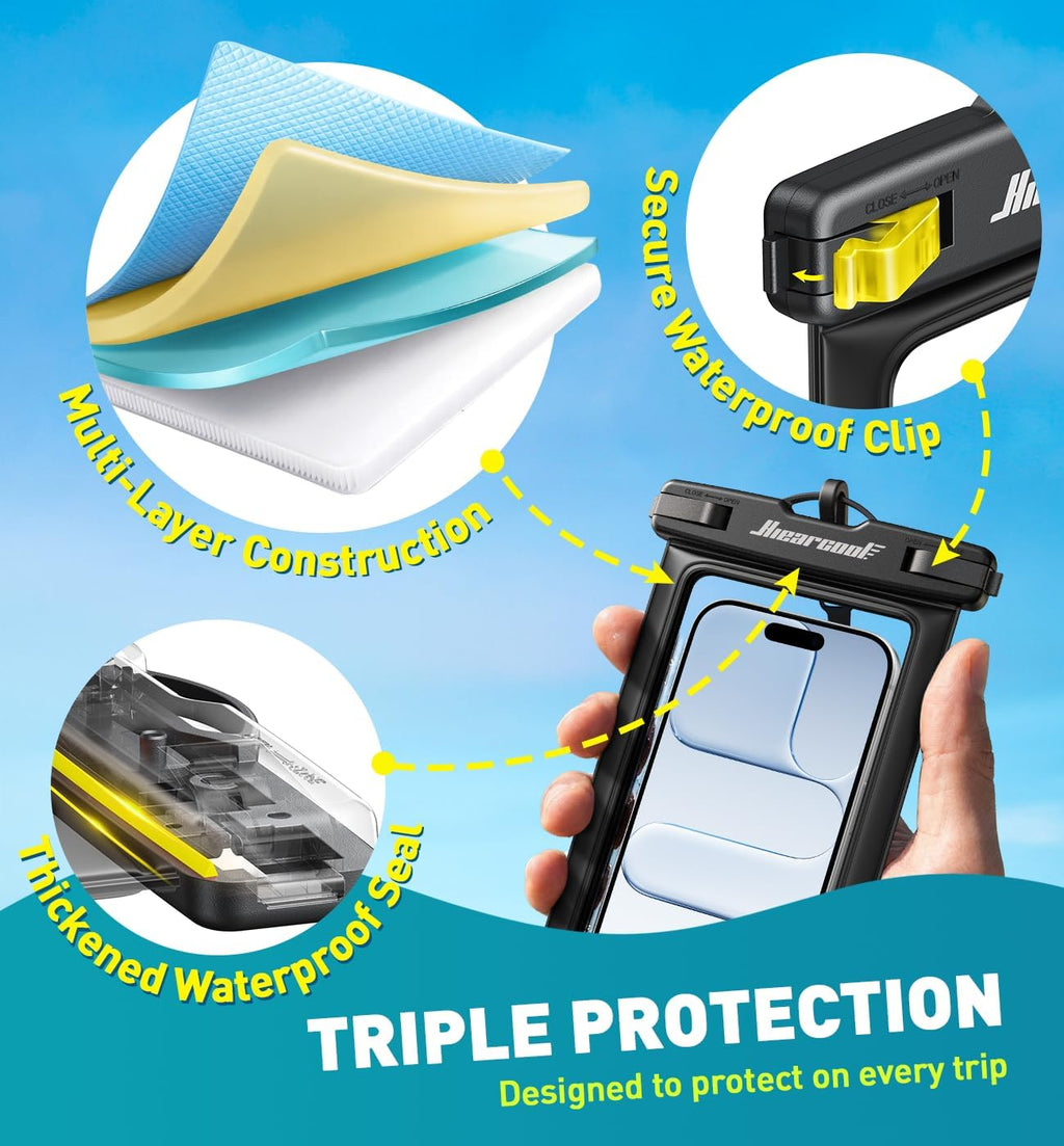 Waterproof Phone Pouch, Waterproof Phone Case, Black&Green 2-Pack