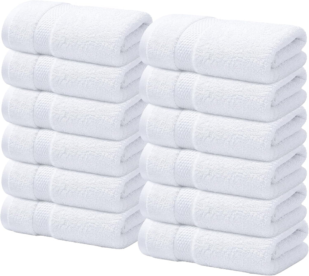 100% Cotton Luxury Wash Cloths for Showering - 12 Pack