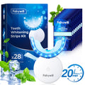 LED Teeth Whitening Strips Kit for Sensitive Teeth - 28 White Strips + 24 Blue Light Accelerator, 20Min Rapid White At-Home Dental Care for Smoking & Coffee Stains