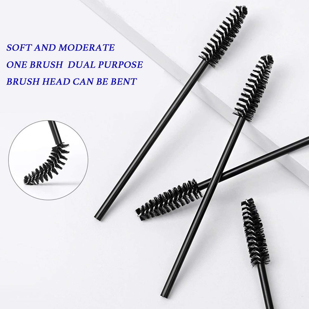 100 Pcs Disposable Eyelash Brushes for Eye Lashes and Makeup (Black)