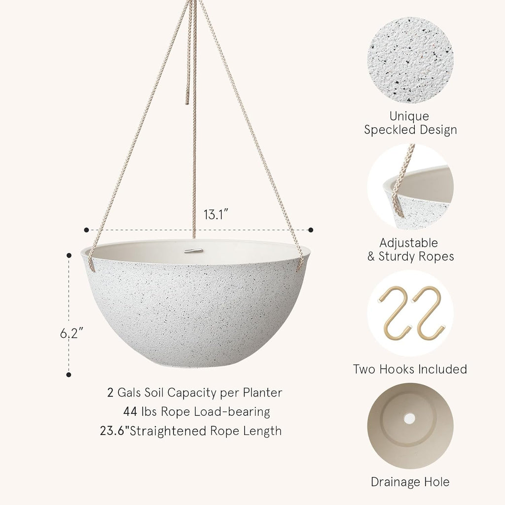 Large Hanging Planters for Outdoor Plants, Set of 2,13 Inch