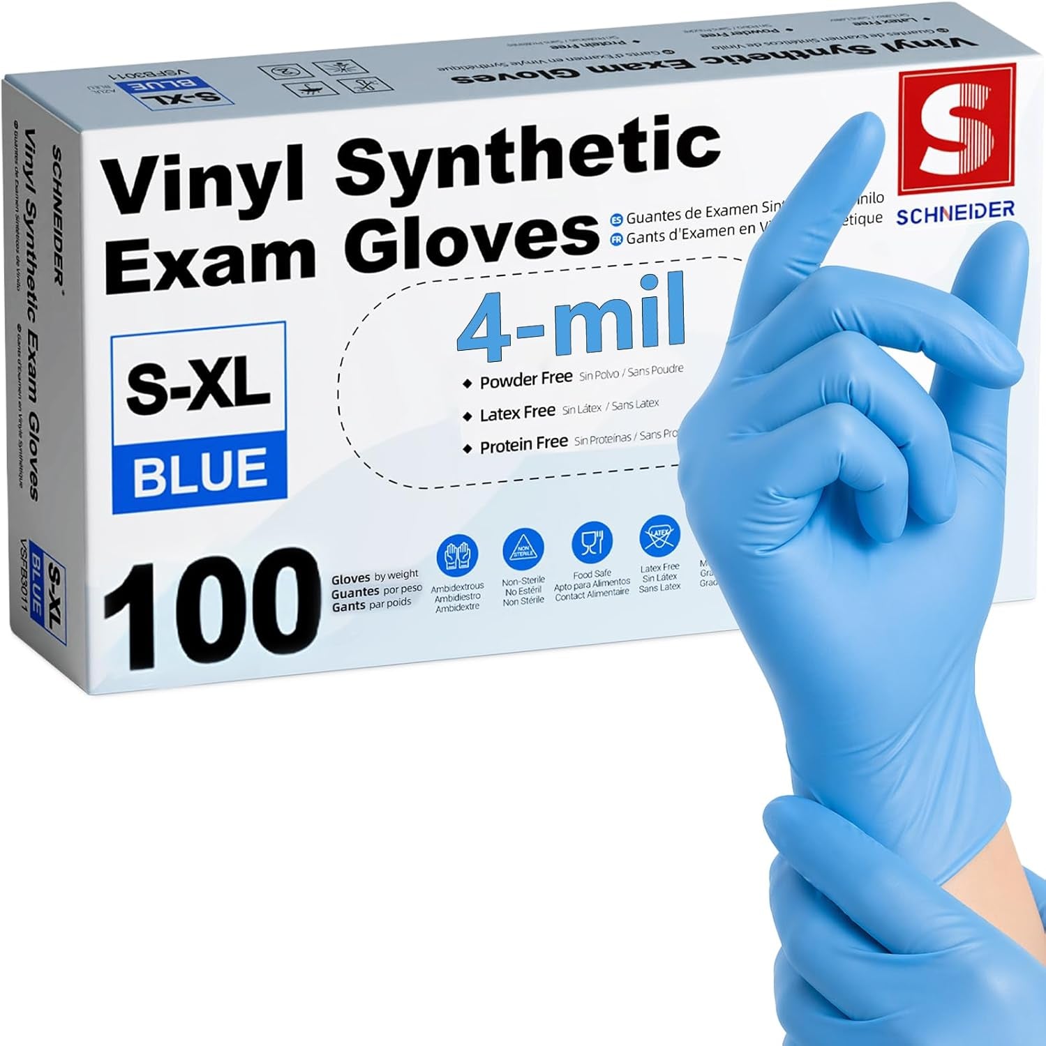 Medical Nitrile/Vinyl Blend Exam Gloves, Black Disposable