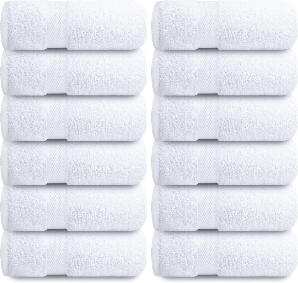 100% Cotton Luxury Wash Cloths for Showering - 12 Pack