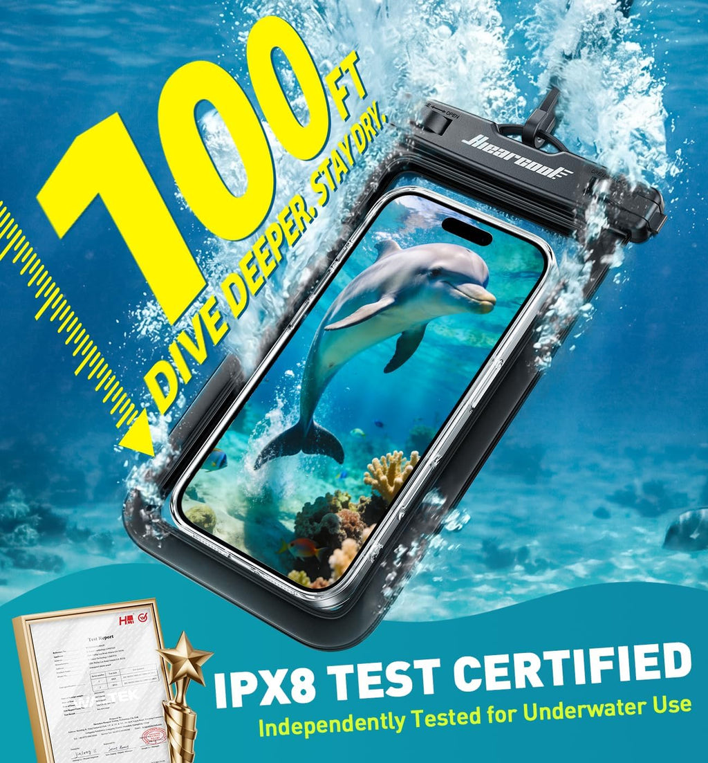 Waterproof Phone Pouch, Waterproof Phone Case, Black&Green 2-Pack