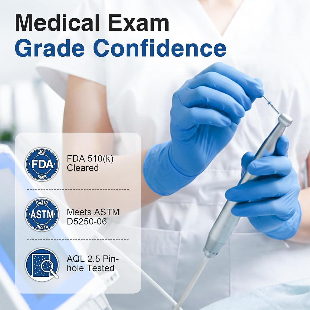 Medical Nitrile/Vinyl Blend Exam Gloves, Black Disposable
