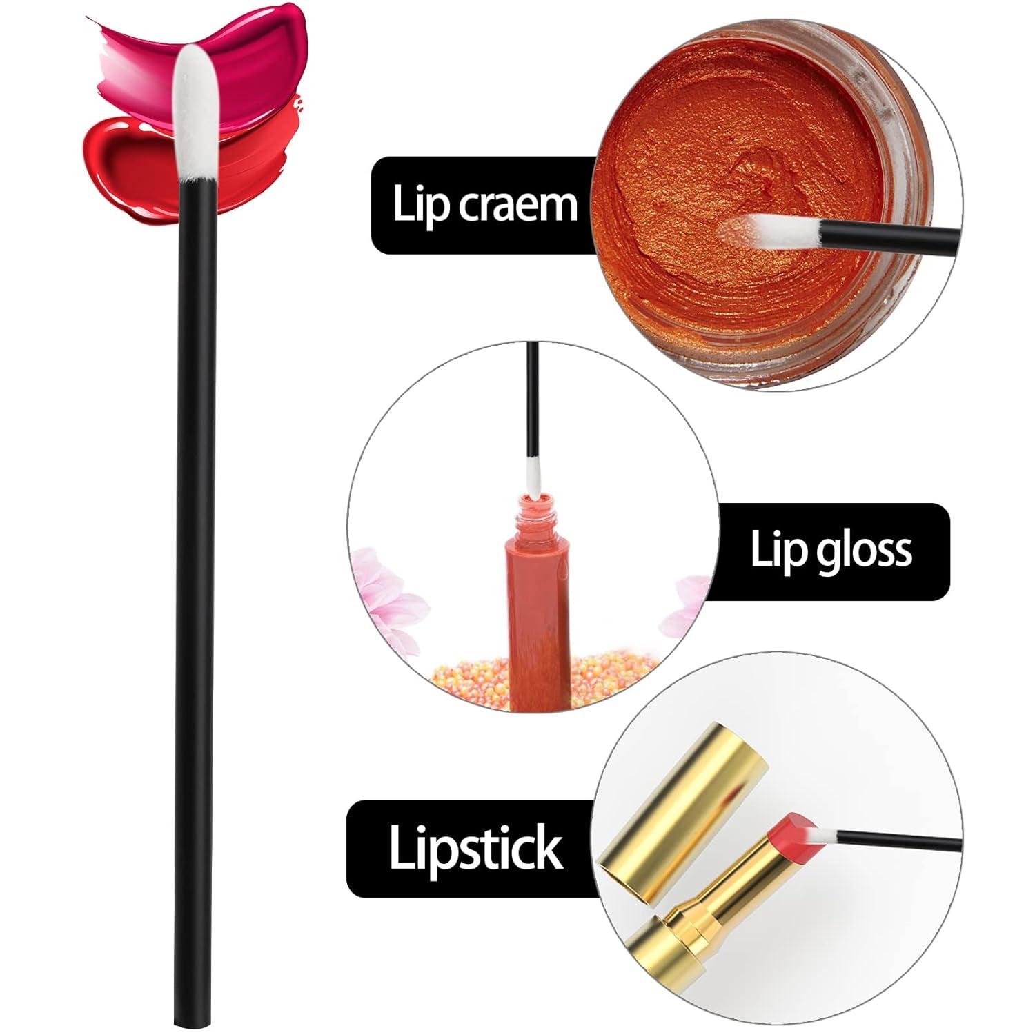 400 Piece Disposable Lip Wands - Lip Brushes, Lipstick & Gloss Applicators - Lint Free Makeup Applicator Brush Beauty Tool