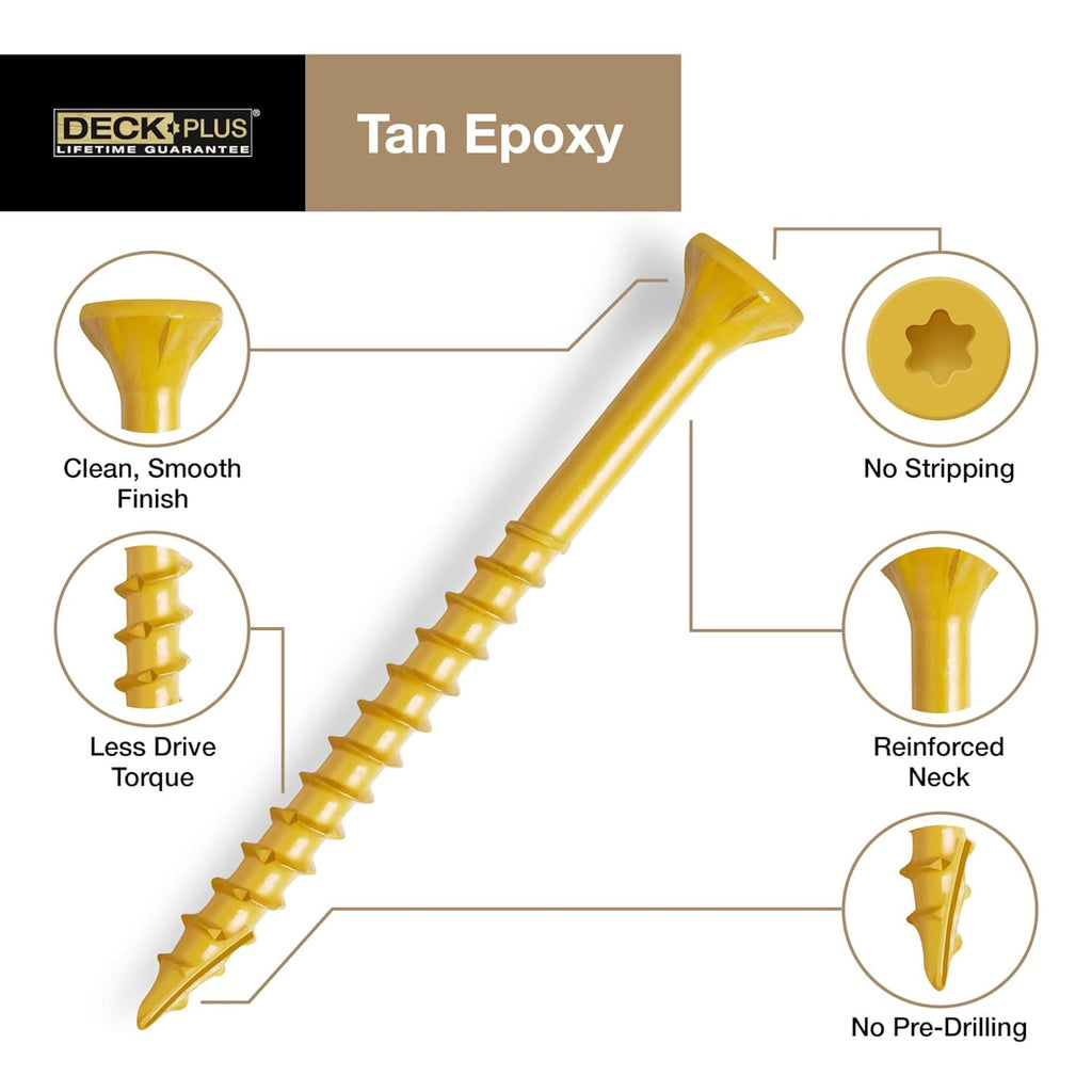 Deck Screws, #10 X 2-1/2In, 365 Pieces,5 Lb Box, Tan