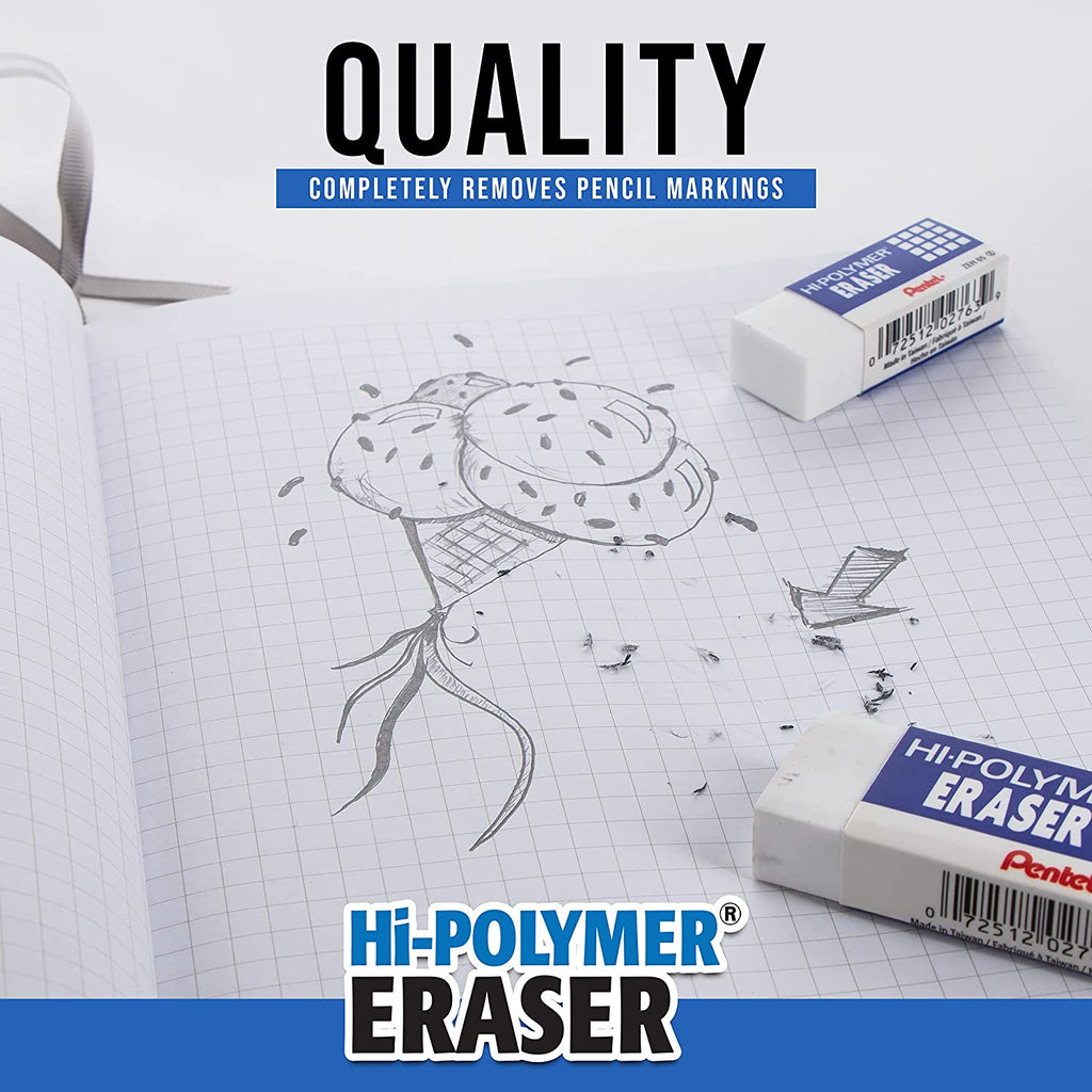 Hi-Polymer Block Eraser, Large, White, Pack of 10 Erasers