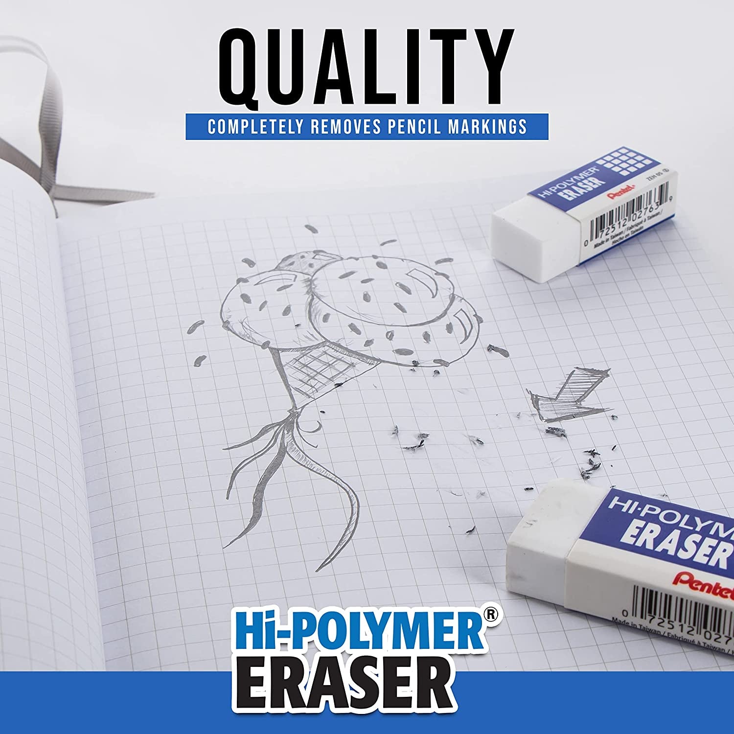 Hi-Polymer Block Eraser, Large, White, Pack of 10 Erasers