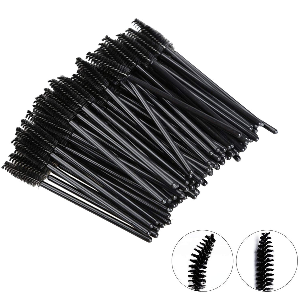 100 Pcs Disposable Eyelash Brushes for Eye Lashes and Makeup (Black)