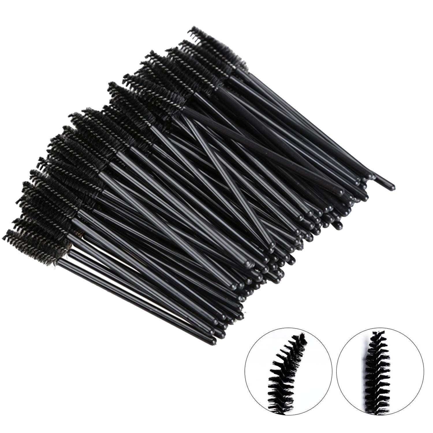 100 Pcs Disposable Eyelash Brushes for Eye Lashes and Makeup (Black)