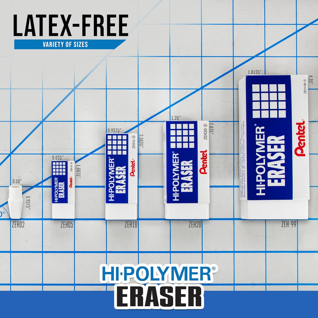 Hi-Polymer Block Eraser, Large, White, Pack of 10 Erasers