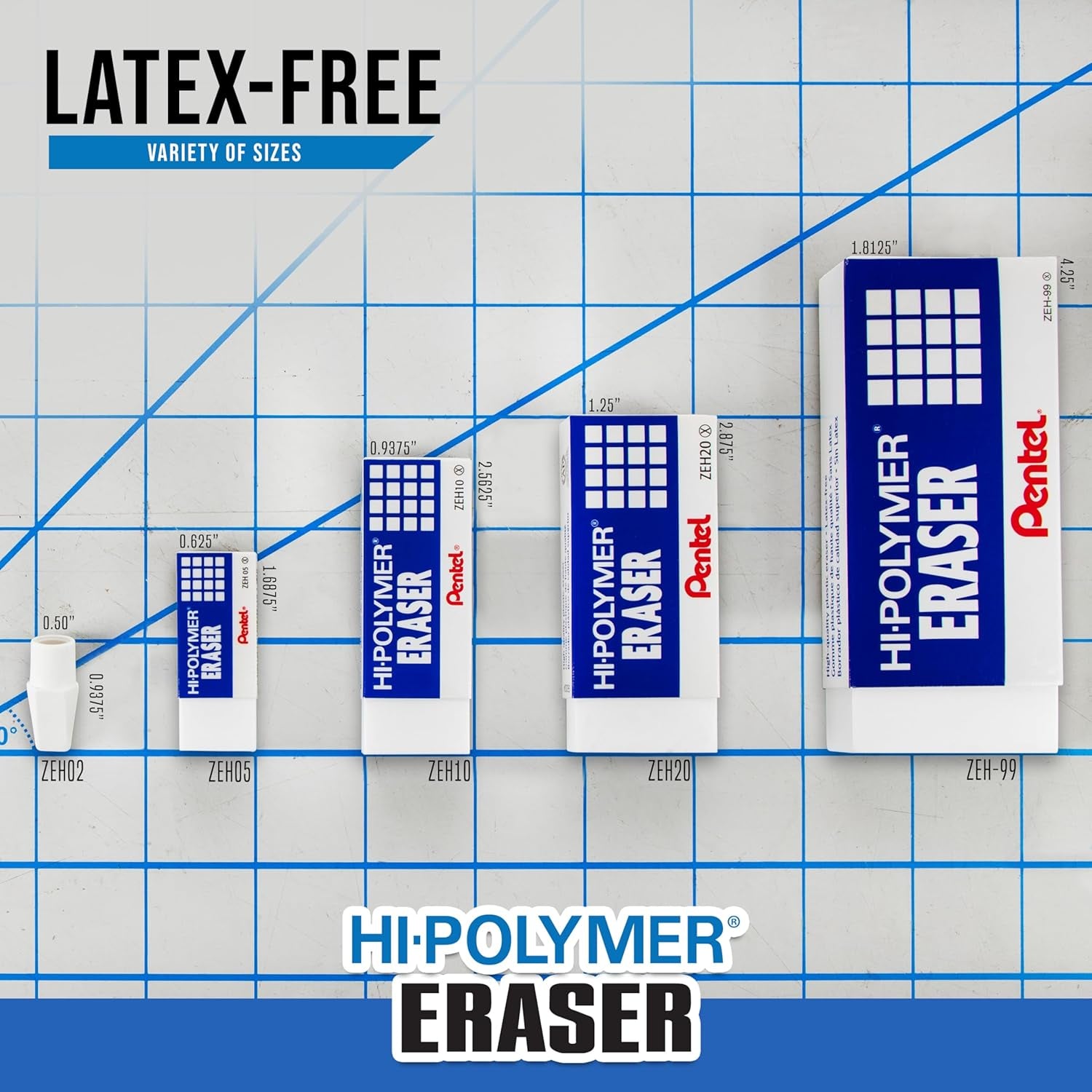 Hi-Polymer Block Eraser, Large, White, Pack of 10 Erasers