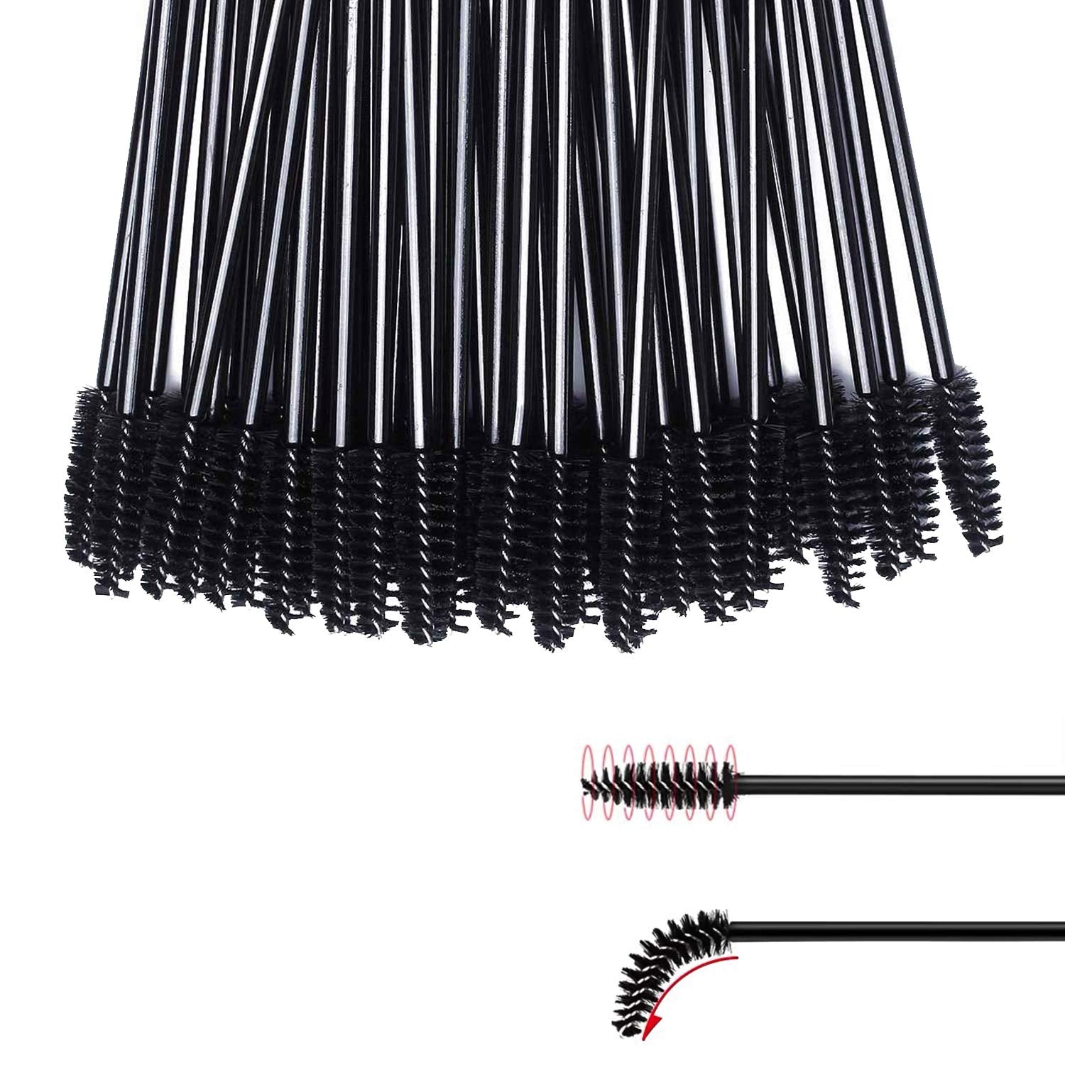 100 Pcs Disposable Eyelash Brushes for Eye Lashes and Makeup (Black)