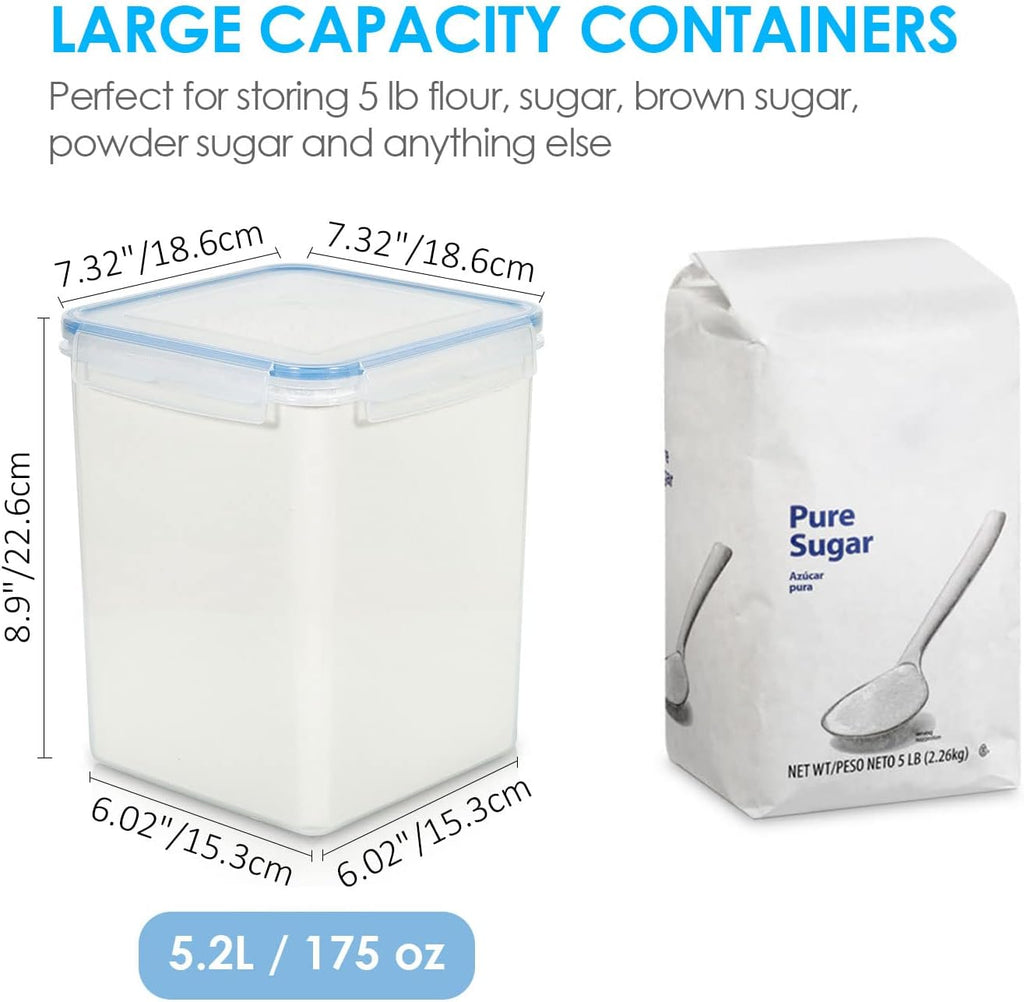 5.2L Flour Sugar Storage Containers, 4 PCS, Blue