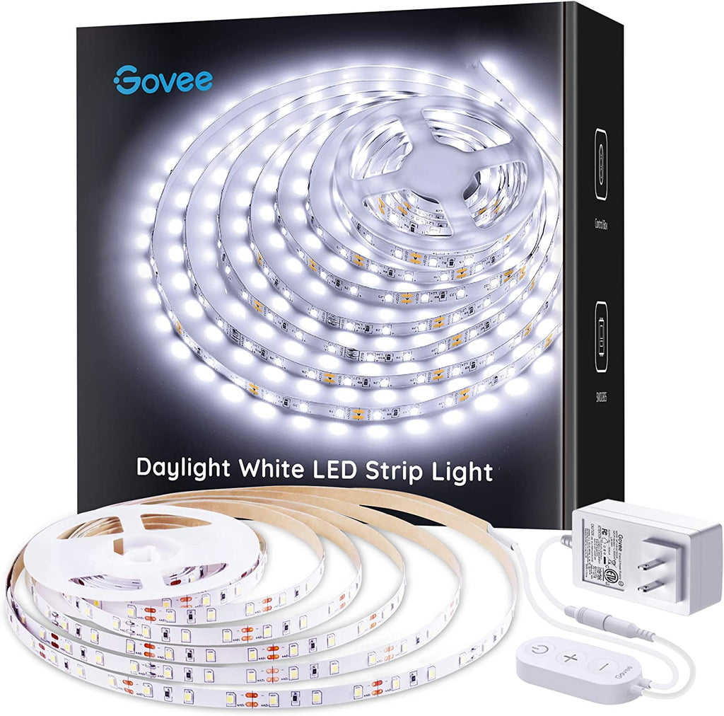 Govee Cool White LED Strip Lights 16.4Ft with Control Box, 6500K, Dimmable