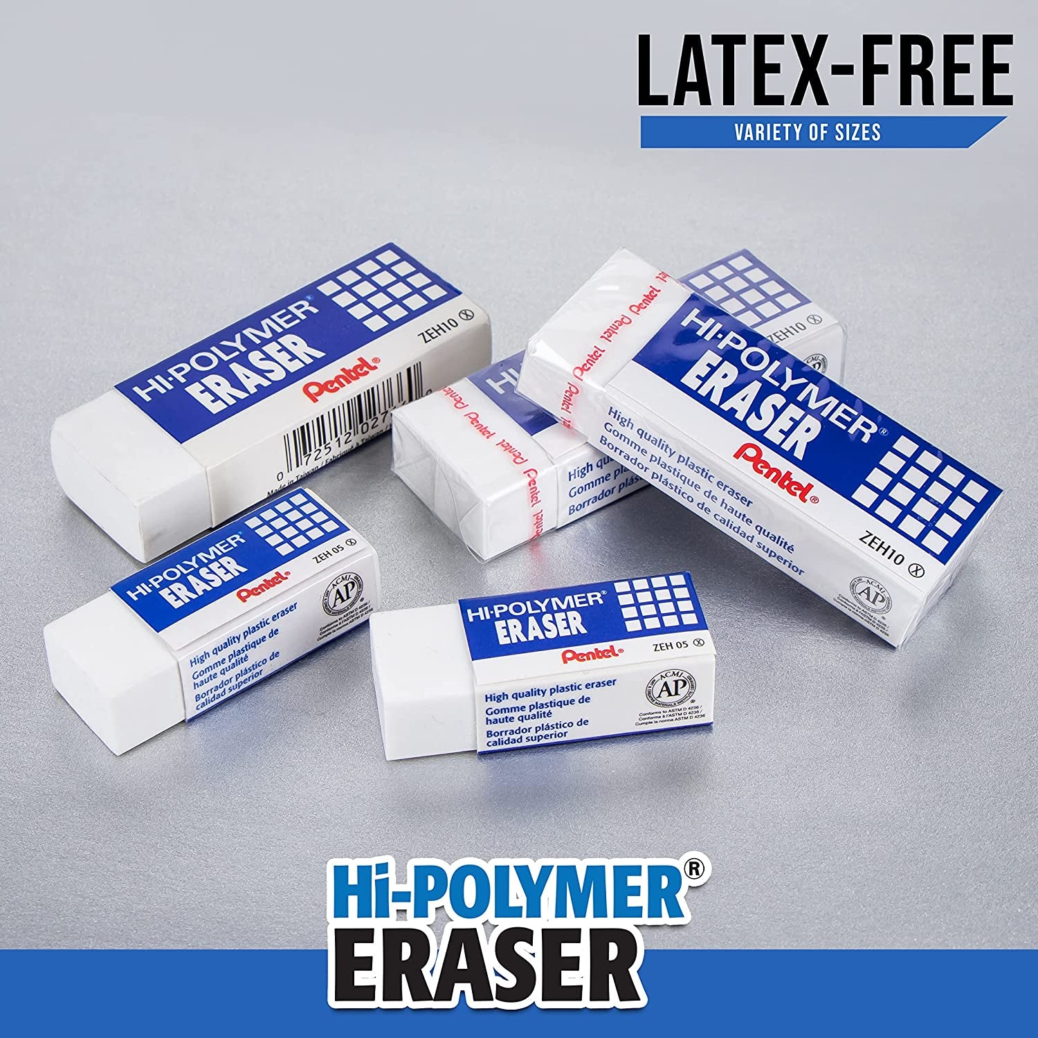 Hi-Polymer Block Eraser, Large, White, Pack of 10 Erasers