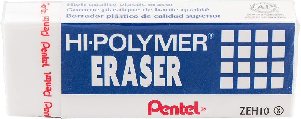 Hi-Polymer Block Eraser, Large, White, Pack of 10 Erasers