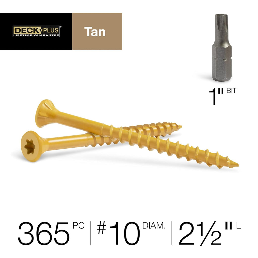 Deck Screws, #10 X 2-1/2In, 365 Pieces,5 Lb Box, Tan