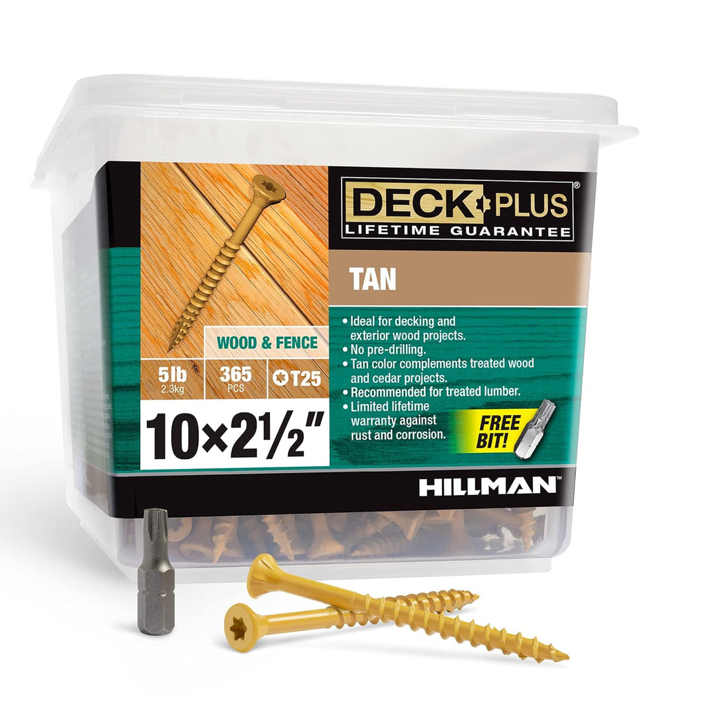 Deck Screws, #10 X 2-1/2In, 365 Pieces,5 Lb Box, Tan